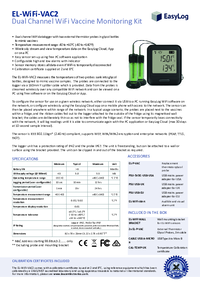 Thumbnail of document Data Sheet - EL-WiFi-VAC2 Dual Channel WiFi Vaccine Monitoring Kit